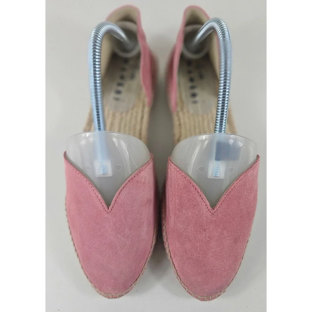 Manebi Hamptons Espadrilles Womens 7.5 Ballet Rose Suede Flats V-Cut D'Orsay